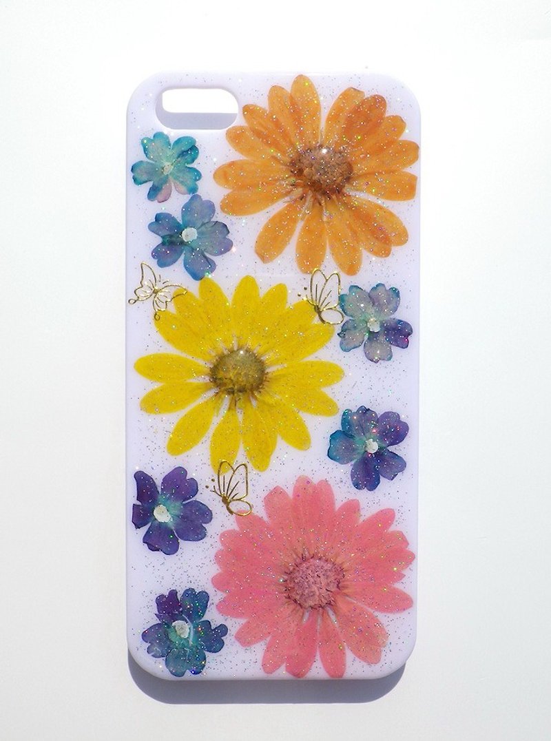 Anny's workshop hand-made pressed flower phone case for iphone 5 / 5S and SE, south one hundred chrysanthemum series - Phone Cases - Other Materials White