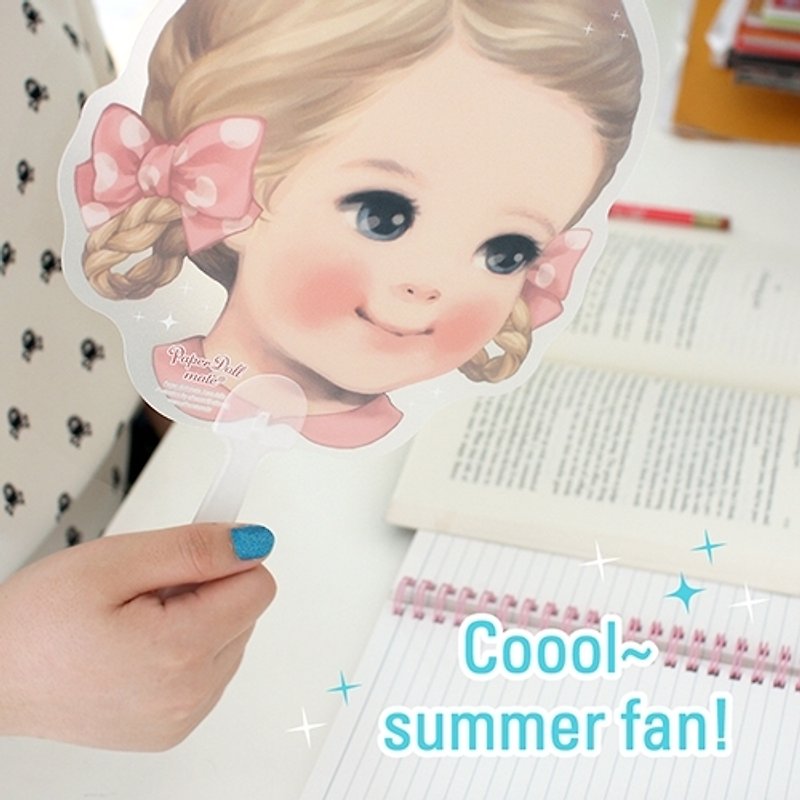 韓國【Afrocat】2014 新品 paper doll mate coool summer fan 夏日涼扇 可愛 娃娃 - 電風扇 - 塑膠 白色