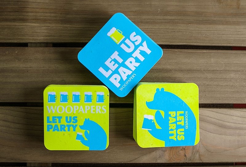Beer Bear Seed Paper Coaster-Summer Cool Blue Edition - Coasters - Paper Blue