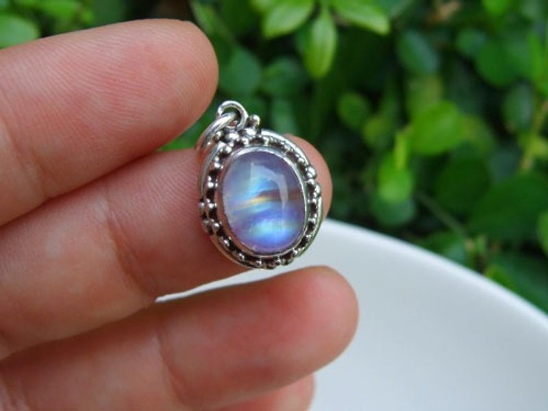 ♦ My.Crystal ♦ Rainbow Moonstone Silver Pendant - Necklaces - Gemstone Multicolor