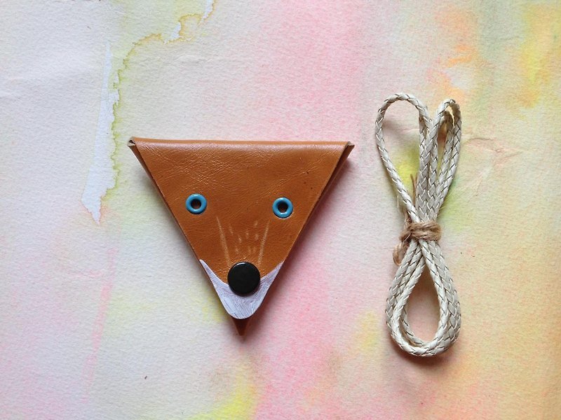 The Little Prince fox * necklace handmade leather purse _ - Coin Purses - Genuine Leather Gold