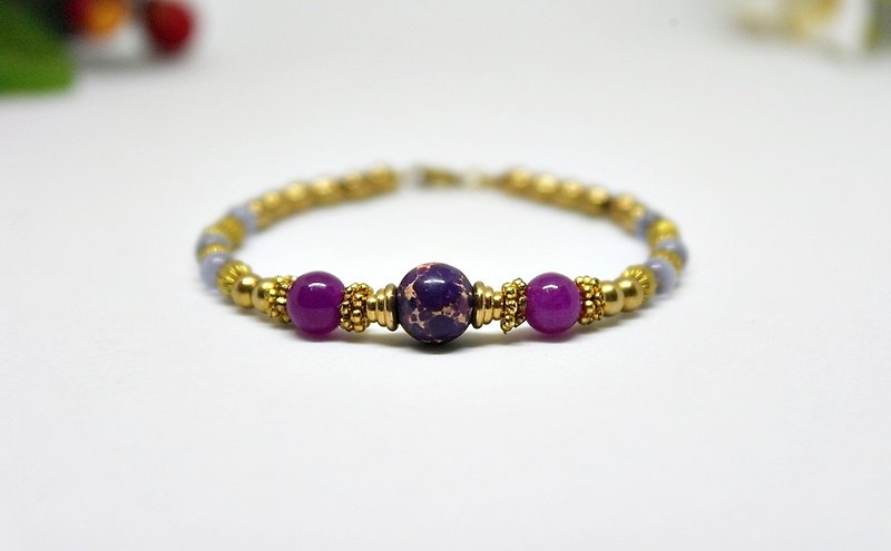 X natural stone bracelet Bronze coin can be changed _ // purple boundary elastic bracelet Emperor @ # # # Stone Stone# - สร้อยข้อมือ - เครื่องเพชรพลอย สีม่วง