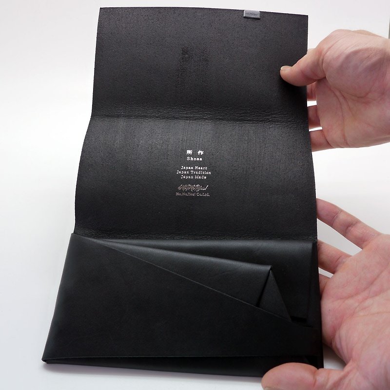 Shosa Long Clip by Handmade in Japan-Simple Basic/Black - Wallets - Genuine Leather Black