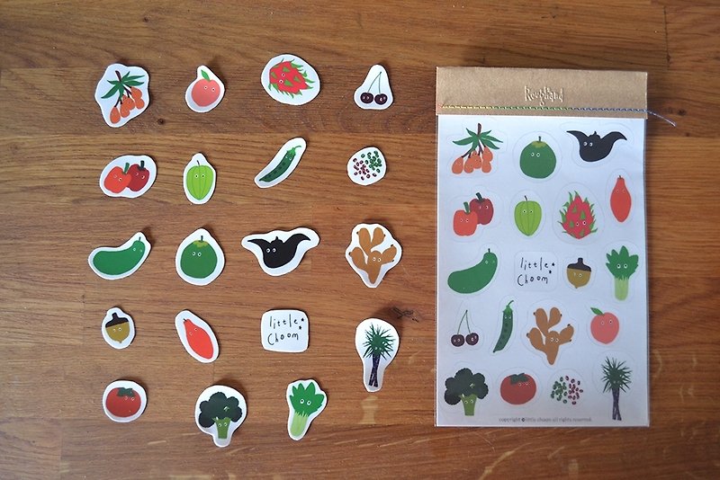 Roughand x little choom ▲⊙⊙Vegetables and Fruits No. ② - Stickers - Paper 