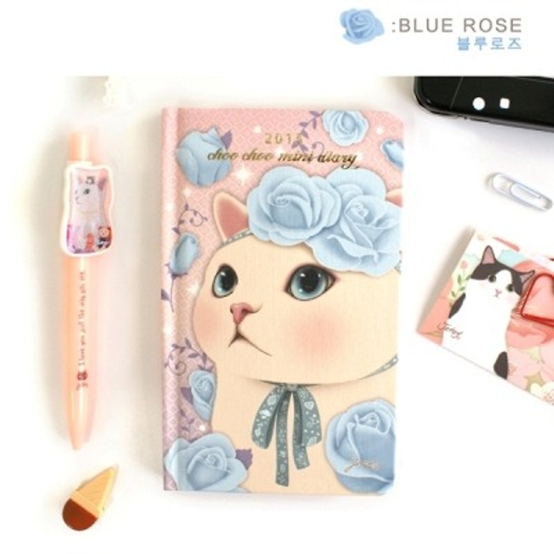 Jetoy,Choo Choo甜蜜貓硬皮 2015 手帳月曆_Blue rose（J1410204） - ノート・手帳 - 紙 多色