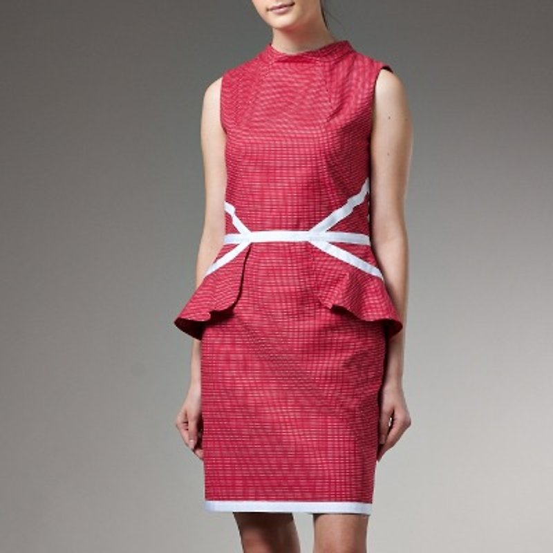 復古風無袖鉛筆裙洋裝 - 洋裝/連身裙 - 其他材質 紅色