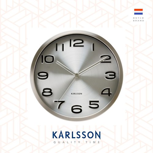 Ur Lifestyle 荷蘭Karlsson, Wall clock 29cm Maxie steel polished Silver
