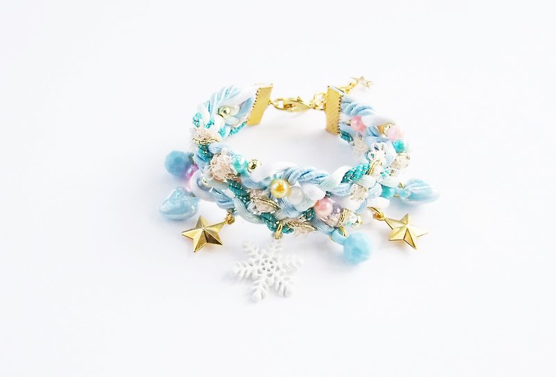 Snowflake blue pastel bracelet - Bracelets - Other Materials Blue