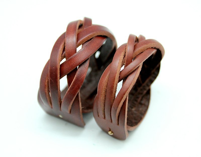 Limited color - woven leather bracelet (2.5cm + 3.6cm FIVE series) combination - สร้อยข้อมือ - หนังแท้ 