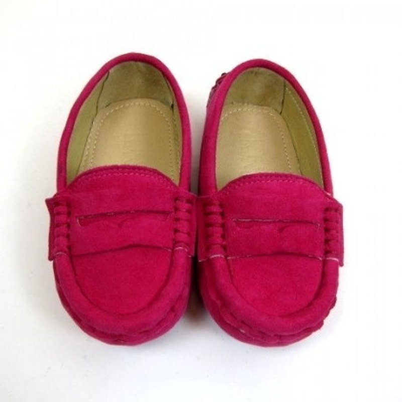 Bao Bei Wang レザー ハンドメイド シューズ キッズ [フロステッド/ビーンソール/ショッキングピンク] - キッズシューズ - 革 レッド