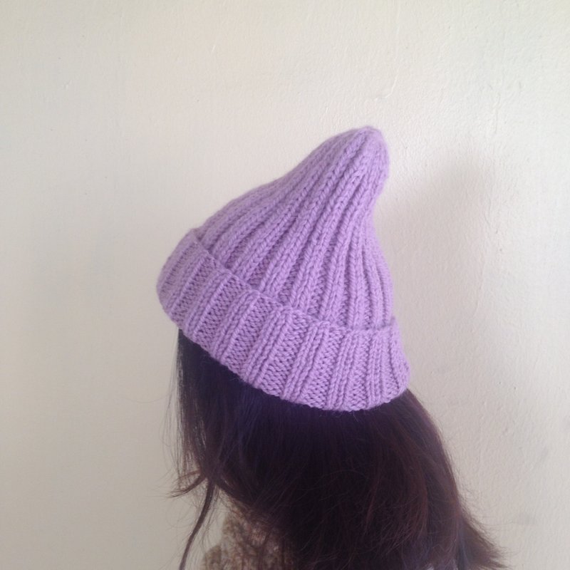 Xiao fabric - Purple classic hand-knit wool cap - Hats & Caps - Wool Purple