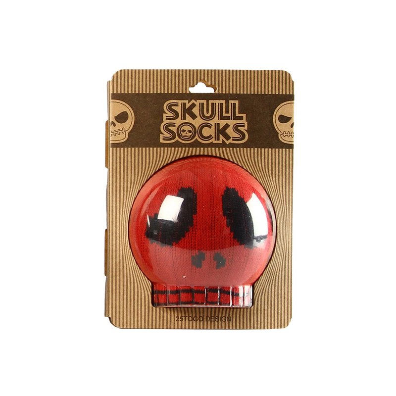 SKULL SOCKS 骷髏襪_紅哭哭臉 - 襪子 - 棉．麻 紅色