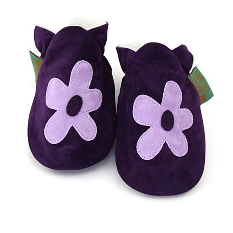 ★客製化★【英國手工鞋FunkyFeet Fashions】紫色小花學步鞋0-24M(NT$1750)/ 2-7Y(NT$1950) - 男/女童鞋 - 其他材質 紫色