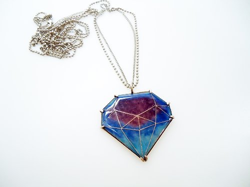 Aliko Chen Jewelry 我的十克拉鑽石琺瑯項鍊(銀河藍) 模特兒走秀款