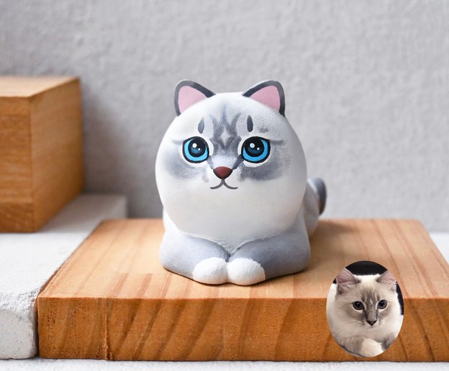 カスタマイズされた猫の人形の装飾、カスタムメイドの猫、手彫りの木製