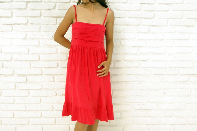 Camisole ruffle dress <Pink Red> - One Piece Dresses - Other Materials Red