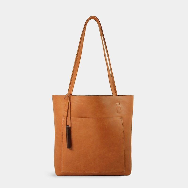 Influxx S1T1 - Basic Leather Tote - Autumn Orange - Messenger Bags & Sling Bags - Genuine Leather Orange