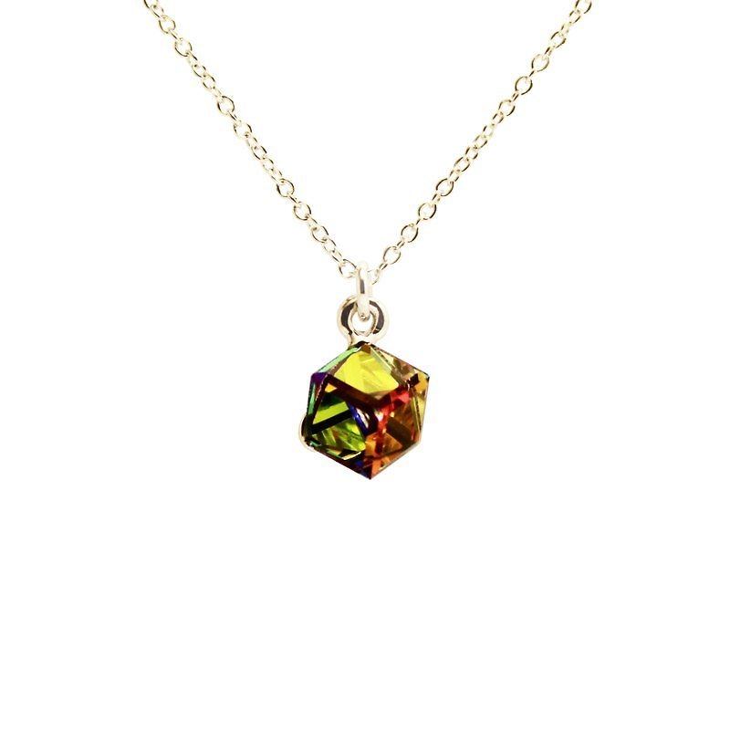 Bibi's Eye "Crystal" Series-Transparent Colorful Small Square Crystal Necklace - สร้อยคอ - เครื่องเพชรพลอย 