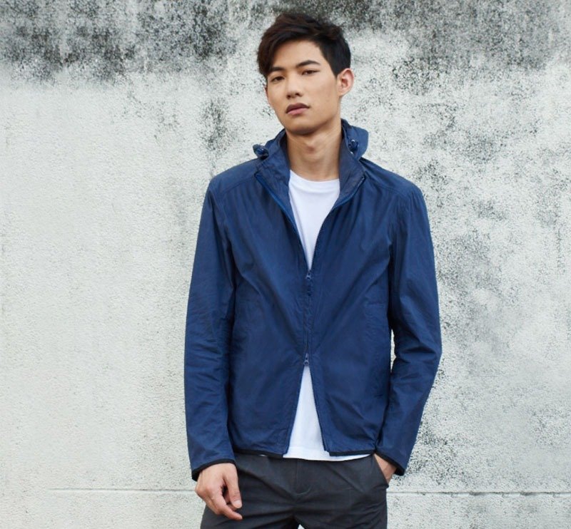 【上質生地】ワックス加工軽量ジャケット - ネイビー - アウター メンズ - コットン・麻 ブルー