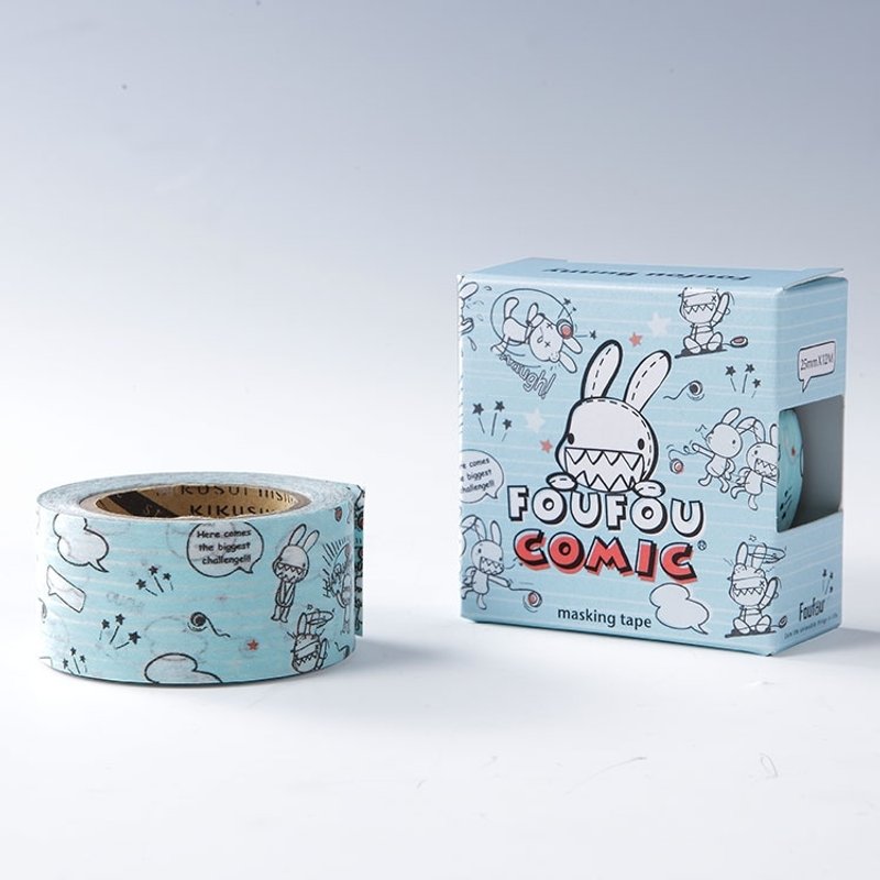 Foufou - Kikusui Manufacturing - story tape and paper tape - Foufou Comics - Washi Tape - Paper Blue