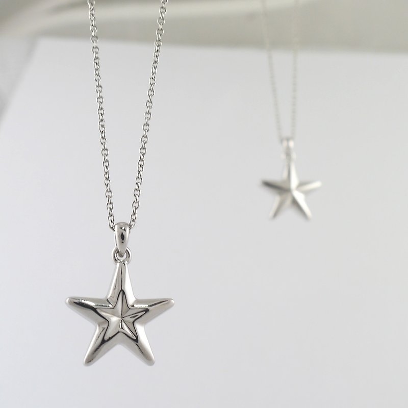 Star --F106SMW- (Bonus 16 " stainless steel chain) - Necklaces - Other Metals White