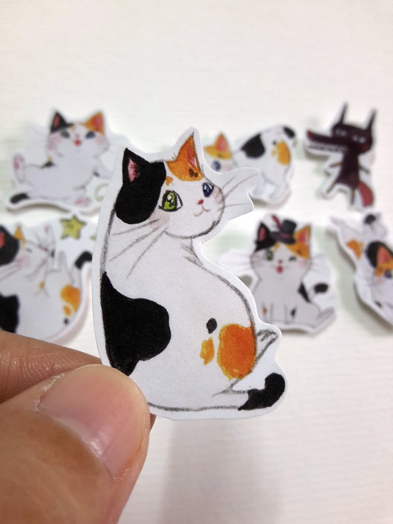 Three cat Gina Sticker (seven into a group) - Stickers - Paper Orange