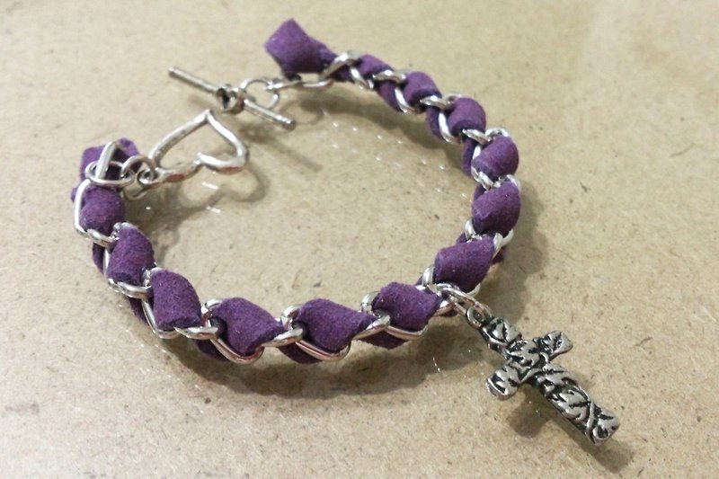 Retro suede bracelet ~ romantic violet - สร้อยข้อมือ - โลหะ สีม่วง