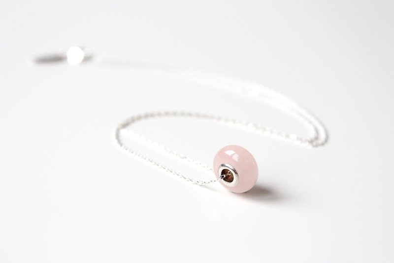 【Rose Quartz 】sterling silver short necklace - Necklaces - Gemstone Pink