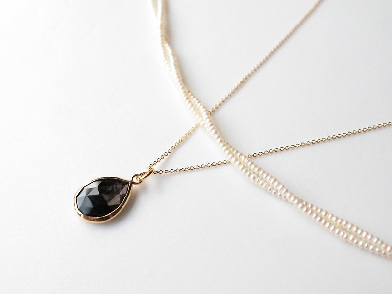 Journal Eye / cat's eye black tourmaline, sterling silver necklaces - สร้อยคอ - เครื่องเพชรพลอย สีดำ