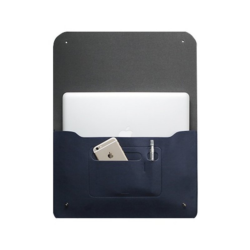 ithinkso paper bags laptop bags Clutch DOCUMENT ORGANIZER _L (NAVY) - กระเป๋าคลัทช์ - หนังแท้ 