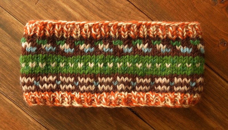 Handmade Hand Knit Headband, Wool Headband, Womens Knitting Headband - Headbands - Wool Orange