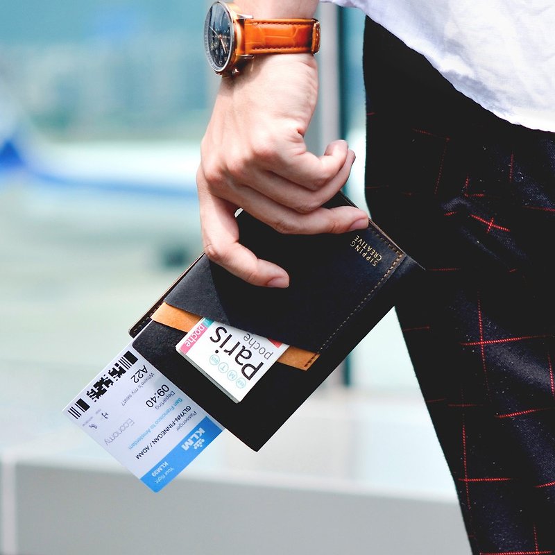 Passport holder_fashionable black [can be purchased with thunder engraving] - Passport Holders & Cases - Paper Multicolor