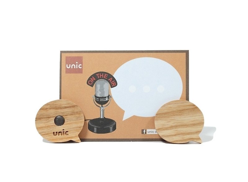 Unic天然原木造型磁鐵(圓形對話框)+精品禮卡【可客製化】 - 磁石貼/磁鐵 - 木頭 咖啡色