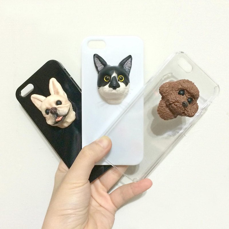 [斑馬與狗] 手機殼 寵物公仔 公仔訂做 貓公仔 狗公仔 客製化 iPhone5/5s - 手機殼/手機套 - 壓克力 白色