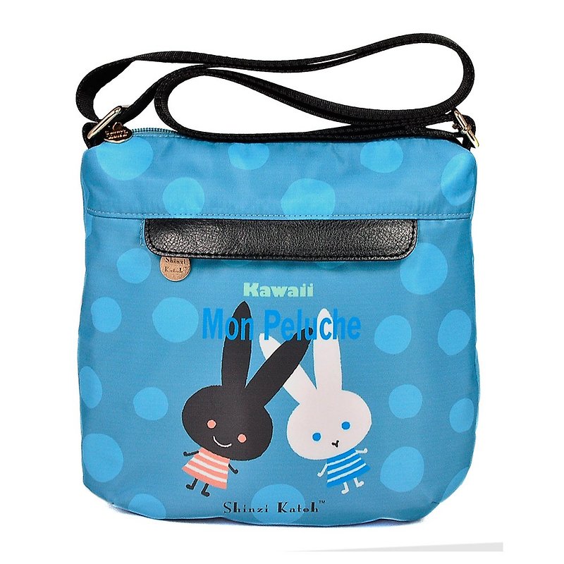 Kato Shinji little black and white rabbit Blue Series - shoulder bag - กระเป๋าแมสเซนเจอร์ - วัสดุอื่นๆ สีน้ำเงิน