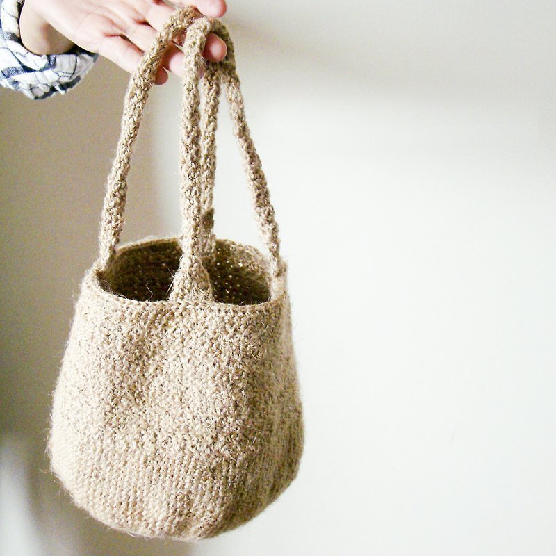 包子包 /原色麻繩編織/ - 手提包/手提袋 - 其他材質 卡其色
