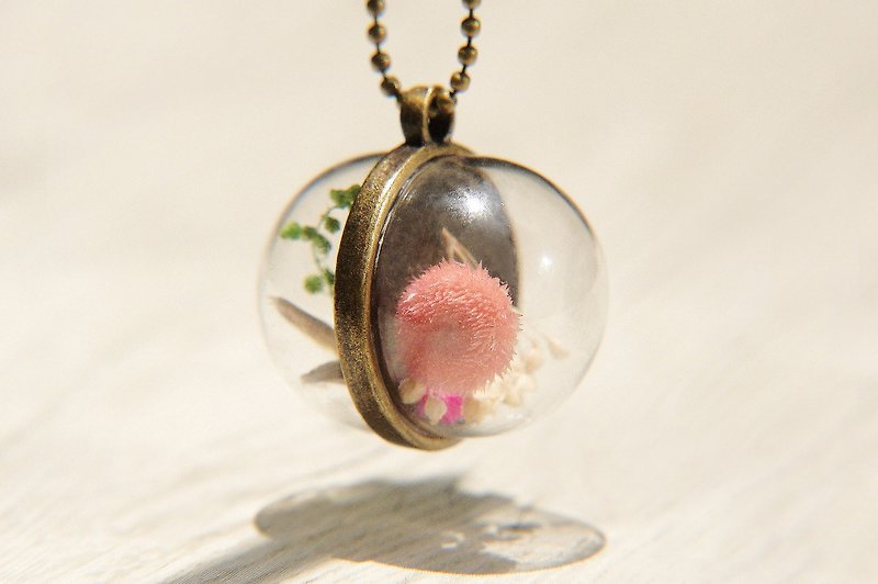 แก้ว สร้อยคอ หลากหลายสี - / Forest Department / Transparent Glass Ball Dry Flower Necklace-Double-sided World of Romantic Flowers