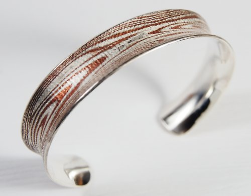 元素47金屬工藝工作室 木目金 Mokume Gane 木紋手環 (銀銅材質) 木紋金