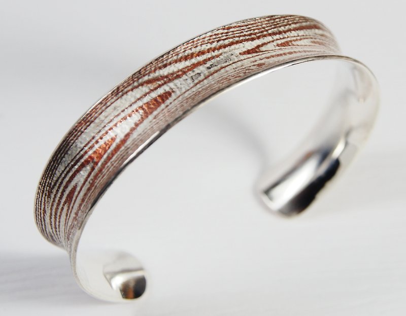 Mokume Gane wood grain bracelet (Silver Bronze material) wood grain gold - General Rings - Other Metals Multicolor