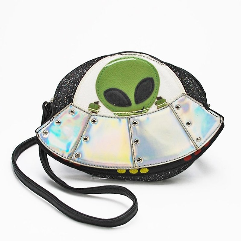 Sleepyville Critters - Alien On A Spaceship Shoulder Crossbody Bag - Messenger Bags & Sling Bags - Faux Leather Green