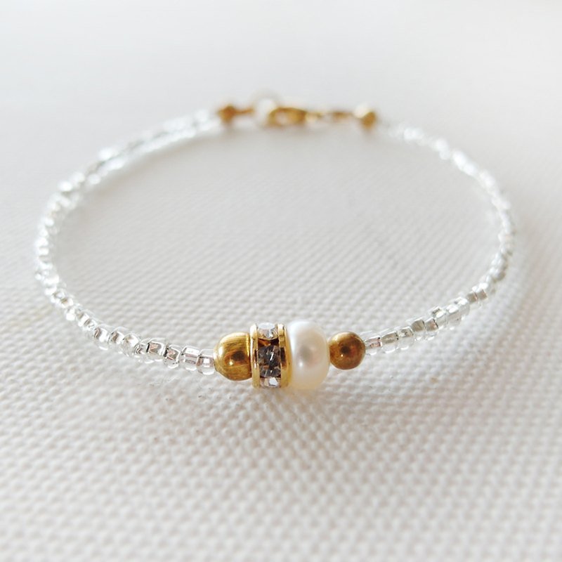 Cha mimi. Gorgeous low-key. Minimalist minimalist natural pearl bracelet wheel - silver - สร้อยข้อมือ - วัสดุอื่นๆ สีเทา