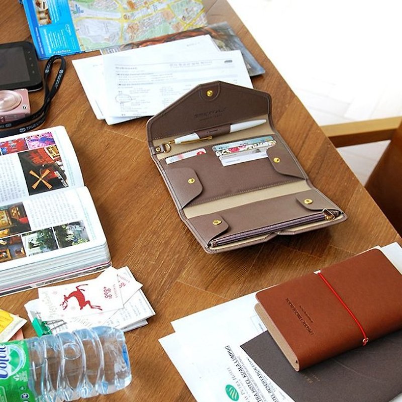 Plepic-經典旅程護照皮夾-直率棕,PPC92290 - 護照夾/護照套 - 人造皮革 咖啡色