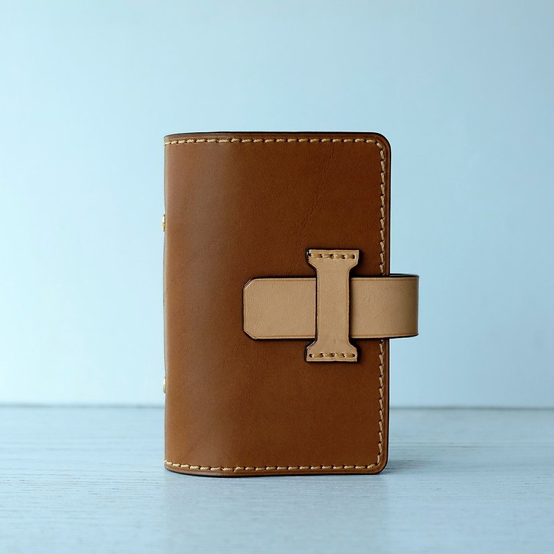 isni [Multifunction card case / card holder] light-brown retro design /handmade leather/free imprint - ที่เก็บนามบัตร - หนังแท้ สีทอง