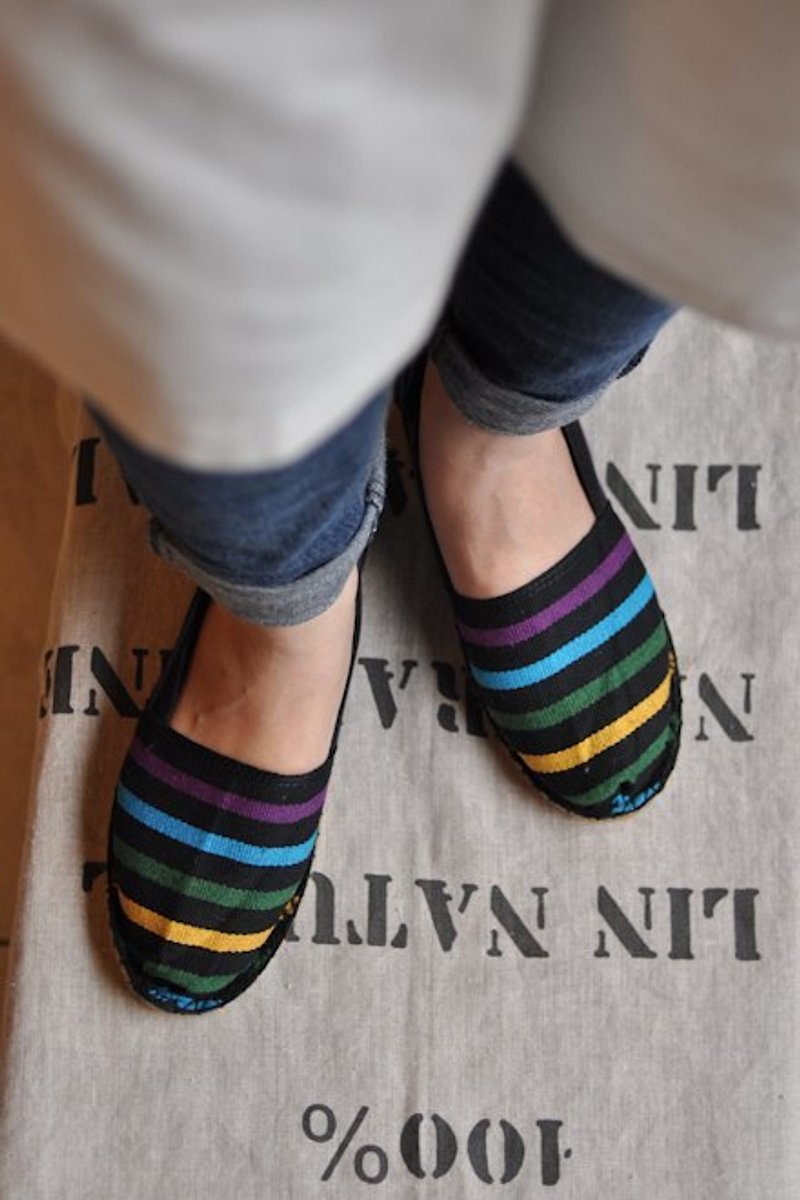 Espadrilles French straw shoes (black color terms) - รองเท้าลำลองผู้หญิง - วัสดุอื่นๆ หลากหลายสี