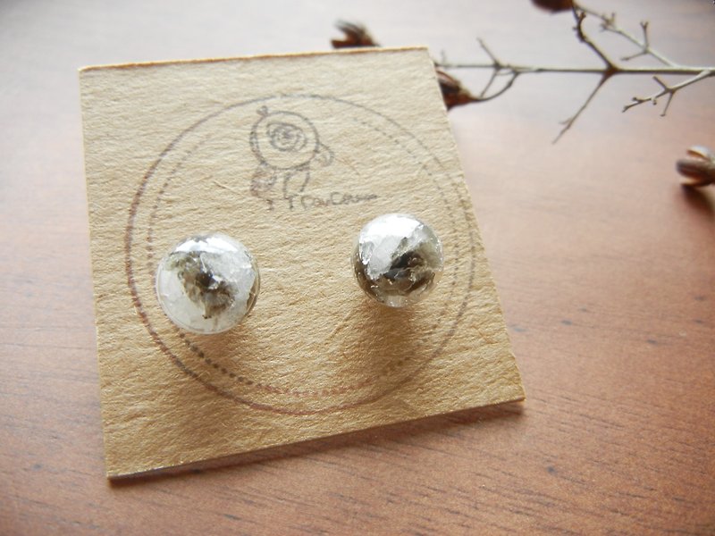 *coucoubird*glass crushed ice earrings-marble/anti-allergic ear acupuncture - Earrings & Clip-ons - Glass Black