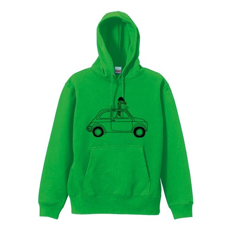 go out sweatshirt hoodie - เสื้อฮู้ด - ผ้าฝ้าย/ผ้าลินิน สีเขียว