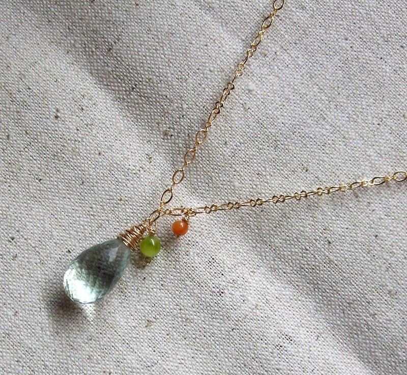 ロングネックレス - 自然の緑の結晶 - ネックレス・ロング - 宝石 多色