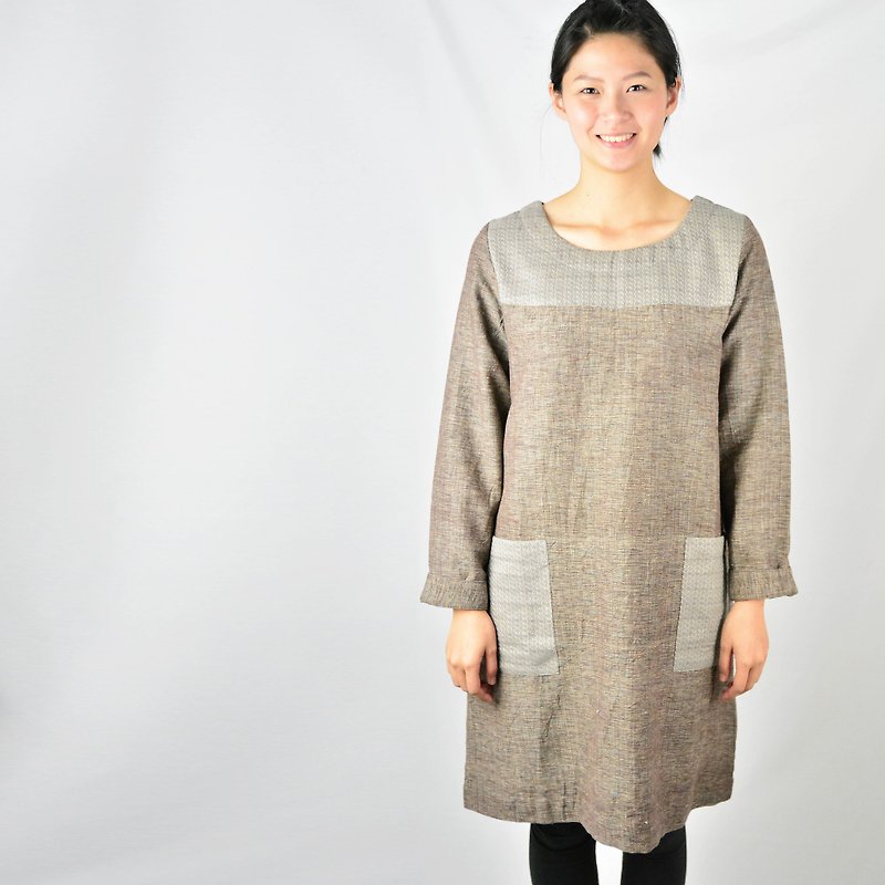 Hand-woven cotton dress cornfield garden earth colors _ _ fair trade - One Piece Dresses - Other Materials Gray