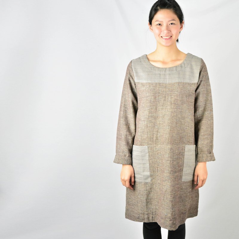 Hand-woven cotton dress cornfield garden earth colors _ _ fair trade - ชุดเดรส - วัสดุอื่นๆ สีเทา