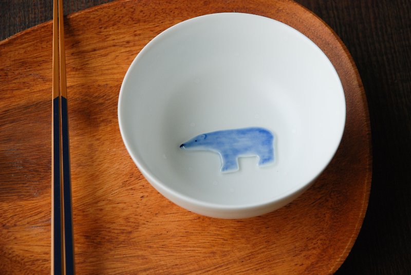 Three shallow ceramic | Original Design Snow Elf polar bear country bear green rice bowl (Ya white rice bowl) bowl birthday wedding gift ideas - ถ้วยชาม - วัสดุอื่นๆ สีเขียว